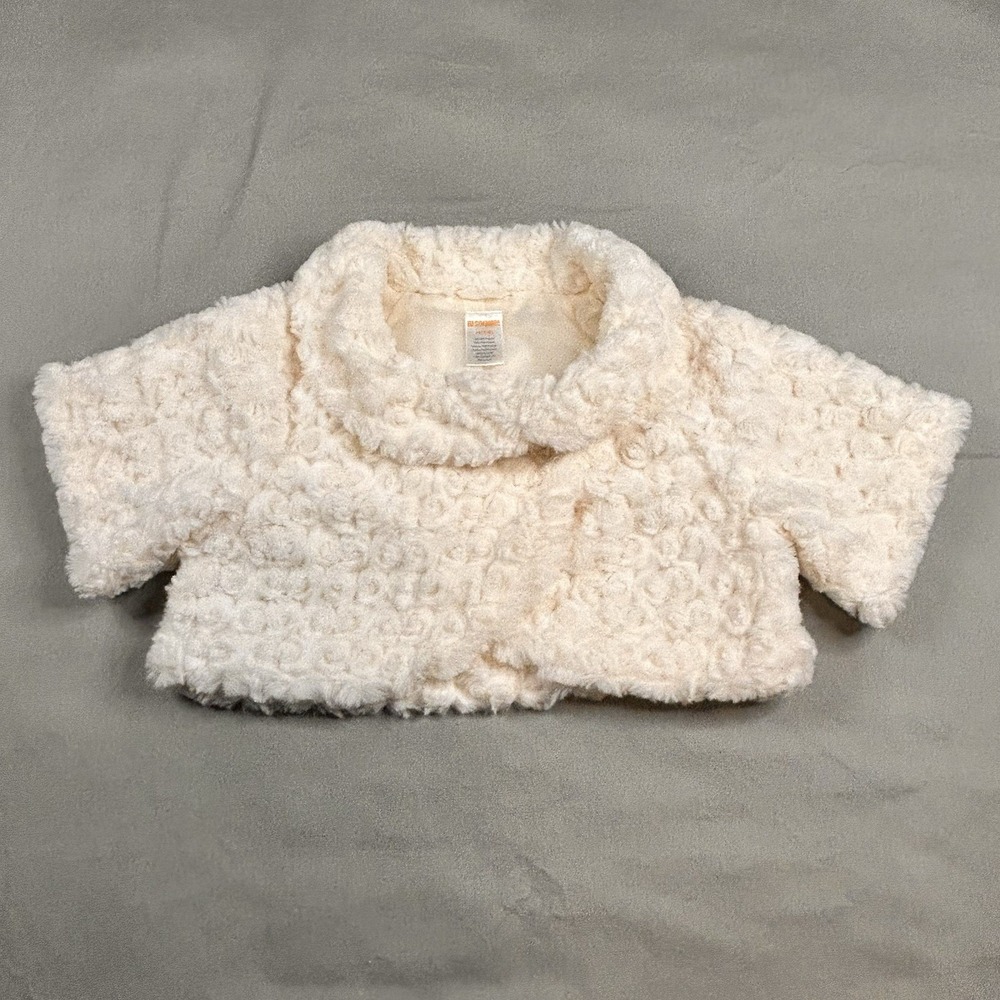 White gymboree faux fur shrug M 7/8 Winter Christmas Holiday